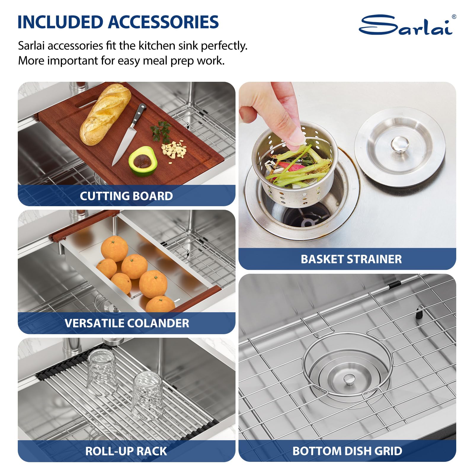 Sarlai 33x22 Inch Drop-In Kitchen Sink - 16 Gauge Stainless Steel Single Bowl Topmount Sink with Ledge Workstation, Deep Basin & Rounded Corners - Perfect for Modern Kitchens, Food Prep & Dishwashing