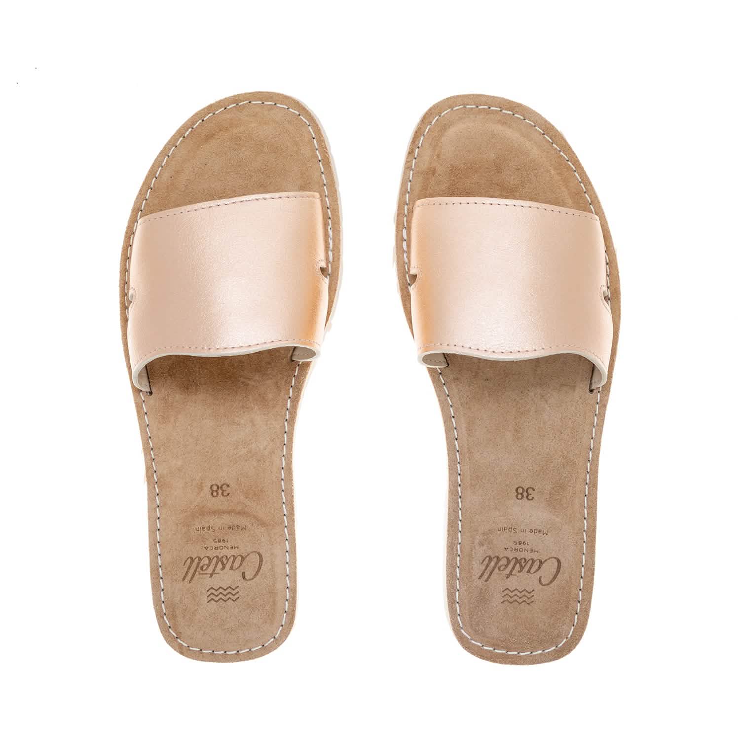 Metallic Leather Menorcan Sandals for Women - Open Toe Comfortable Beach Sandals with Shark ST 2360 A Design | Perfect for Summer Vacations, Beach Outings and Casual Wear
