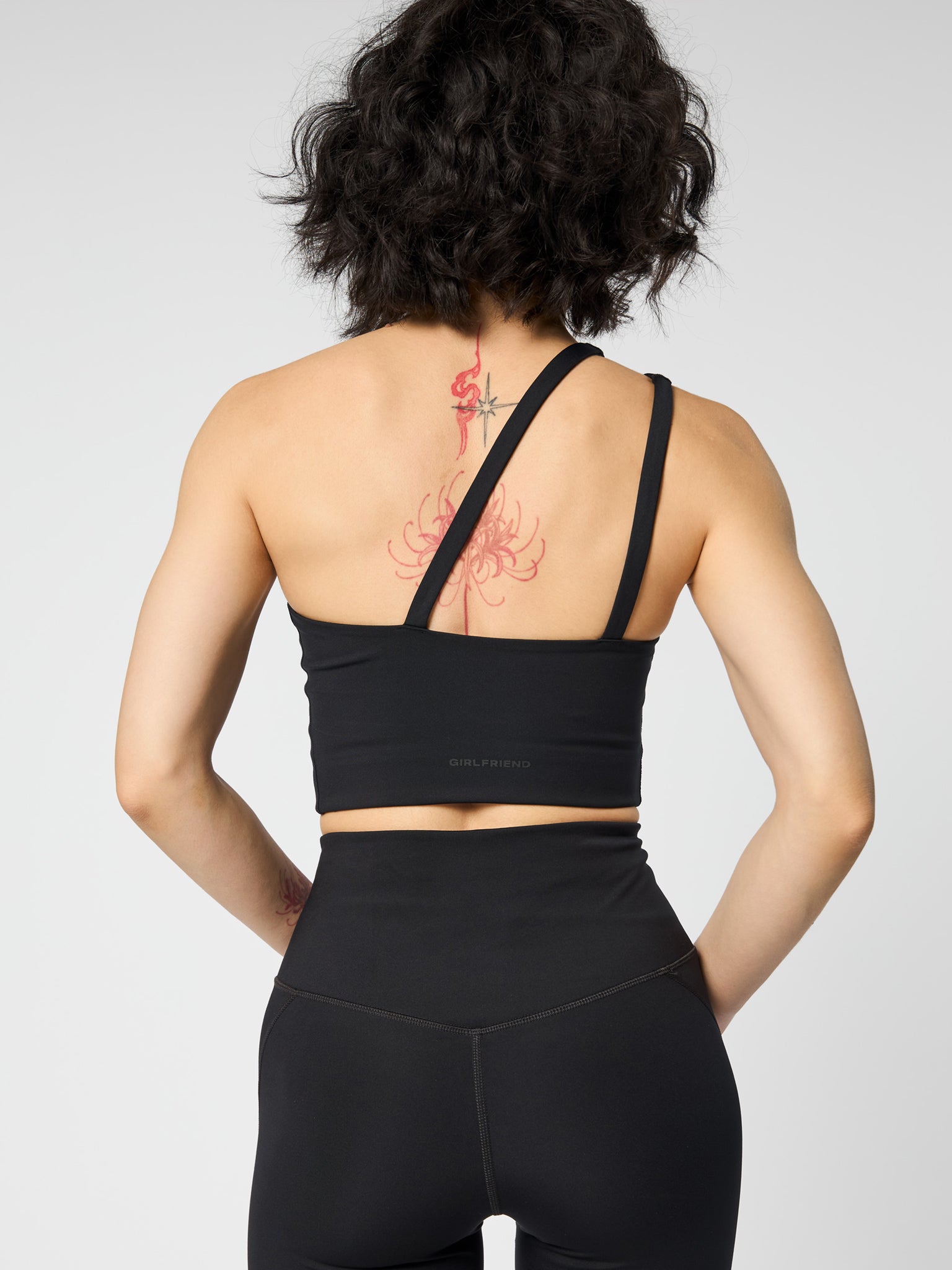 Girlfriend Collective Uma One Shoulder Sports Bra - Black | Workout, Yoga & Running Activewear for Women