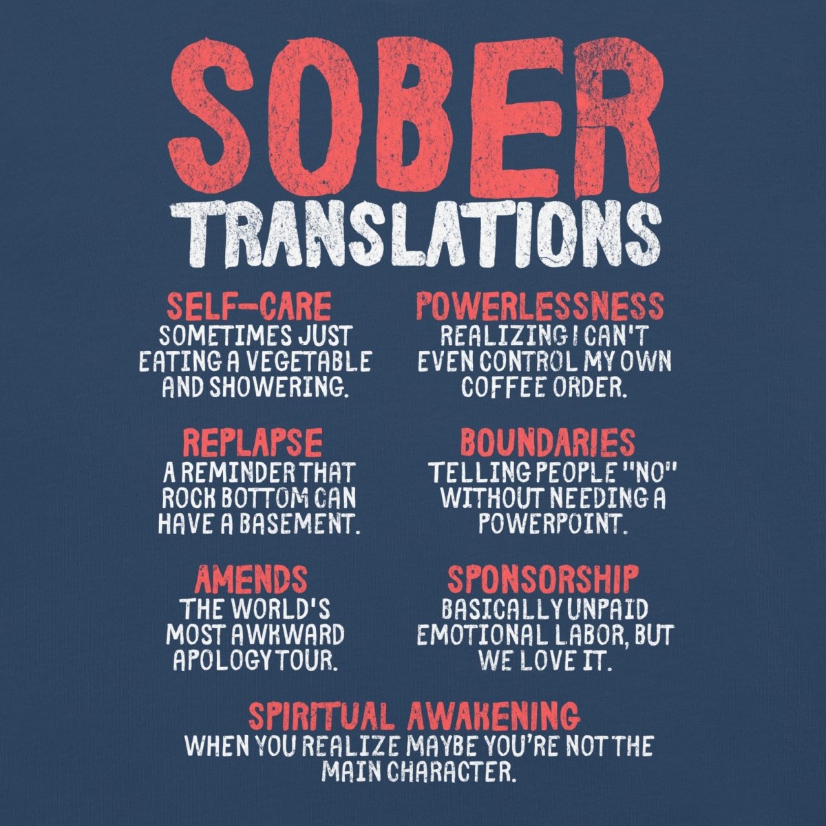 Wings of Recovery Embroidered Premium T-Shirt - Sober Translations Vol.3 | Motivational Recovery Apparel for AA Meetings & Sober Living