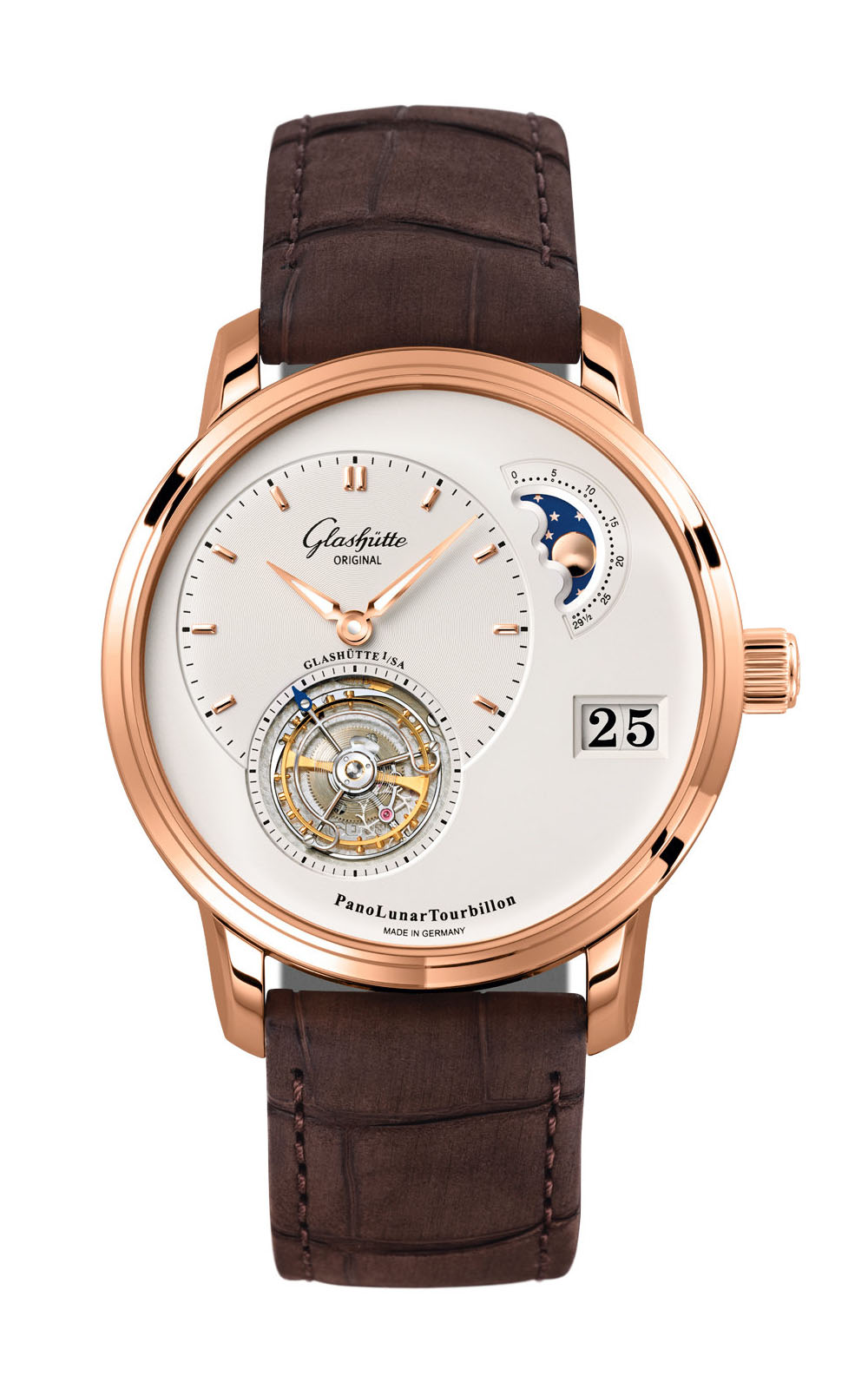 Glashutte Original Pano Lunar Tourbillon 18K Red Gold Men's Luxury Watch - Perfect for Formal Events & Business Meetings