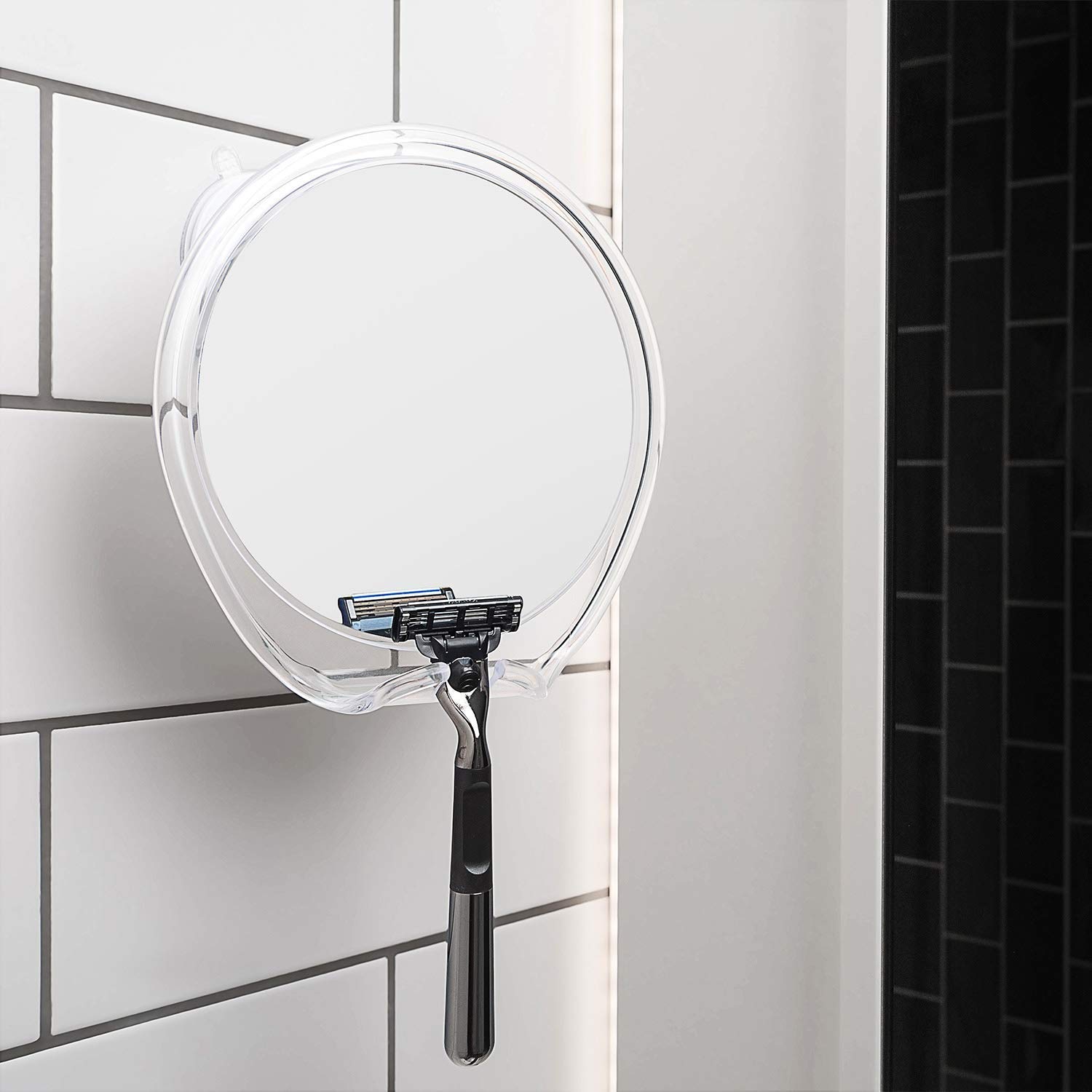 Luxo Fog-Free Shower Mirror with Razor Holder & Strong Suction Cup - Shatterproof Anti-Fog Bathroom Mirror for Shaving, Grooming & Tweezing - Perfect for Steam Showers, Travel & Small Spaces