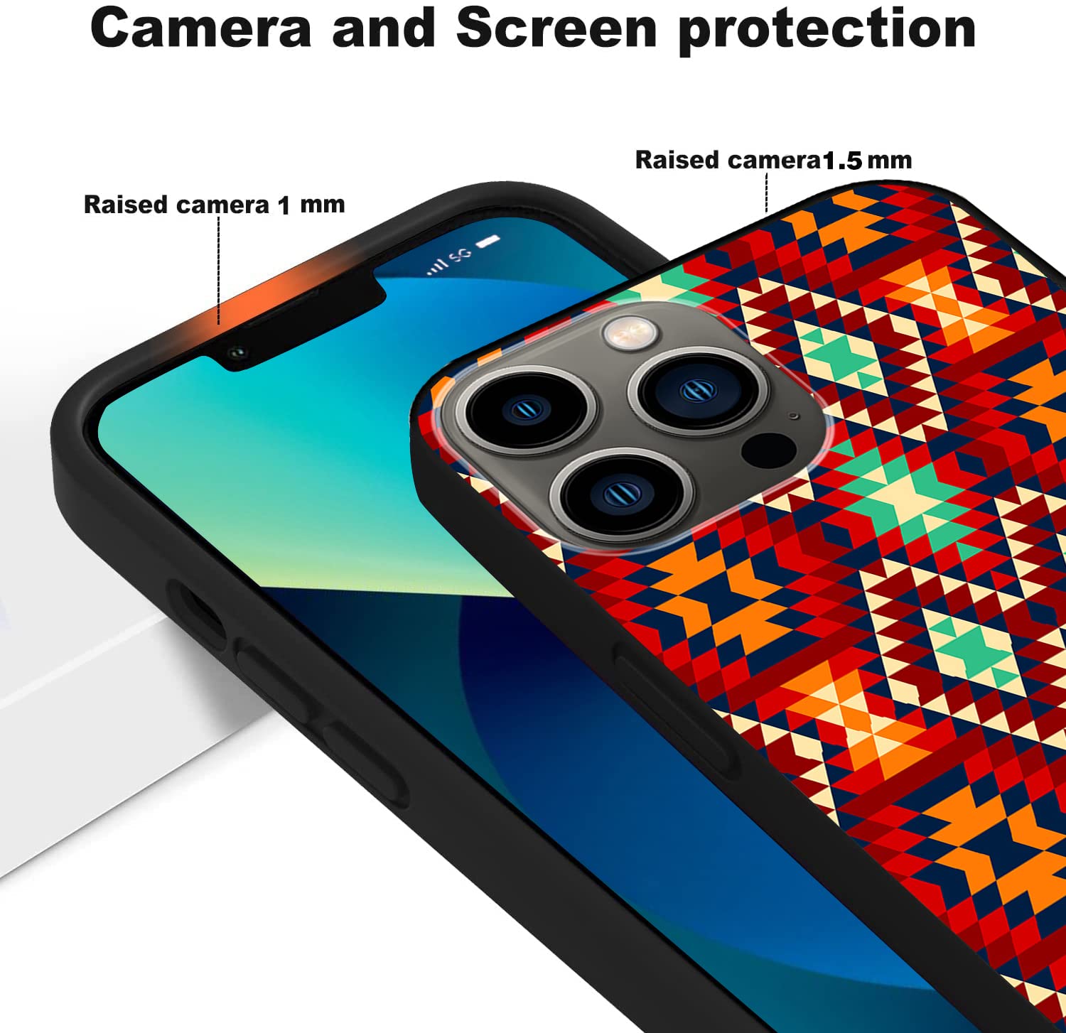 **Aztec Geometric iPhone 13 Pro Case | Colorful TPU Bumper Cover for Women & Girls | Shockproof, Slim Fit, Protective Phone Case for 6.1