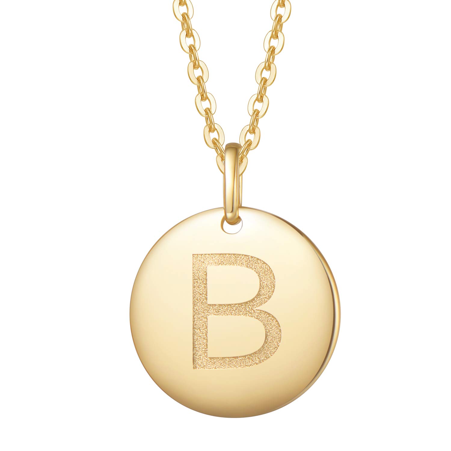 14K Solid Gold Initial Necklace for Women - Small Monogram Letter Pendant, 18