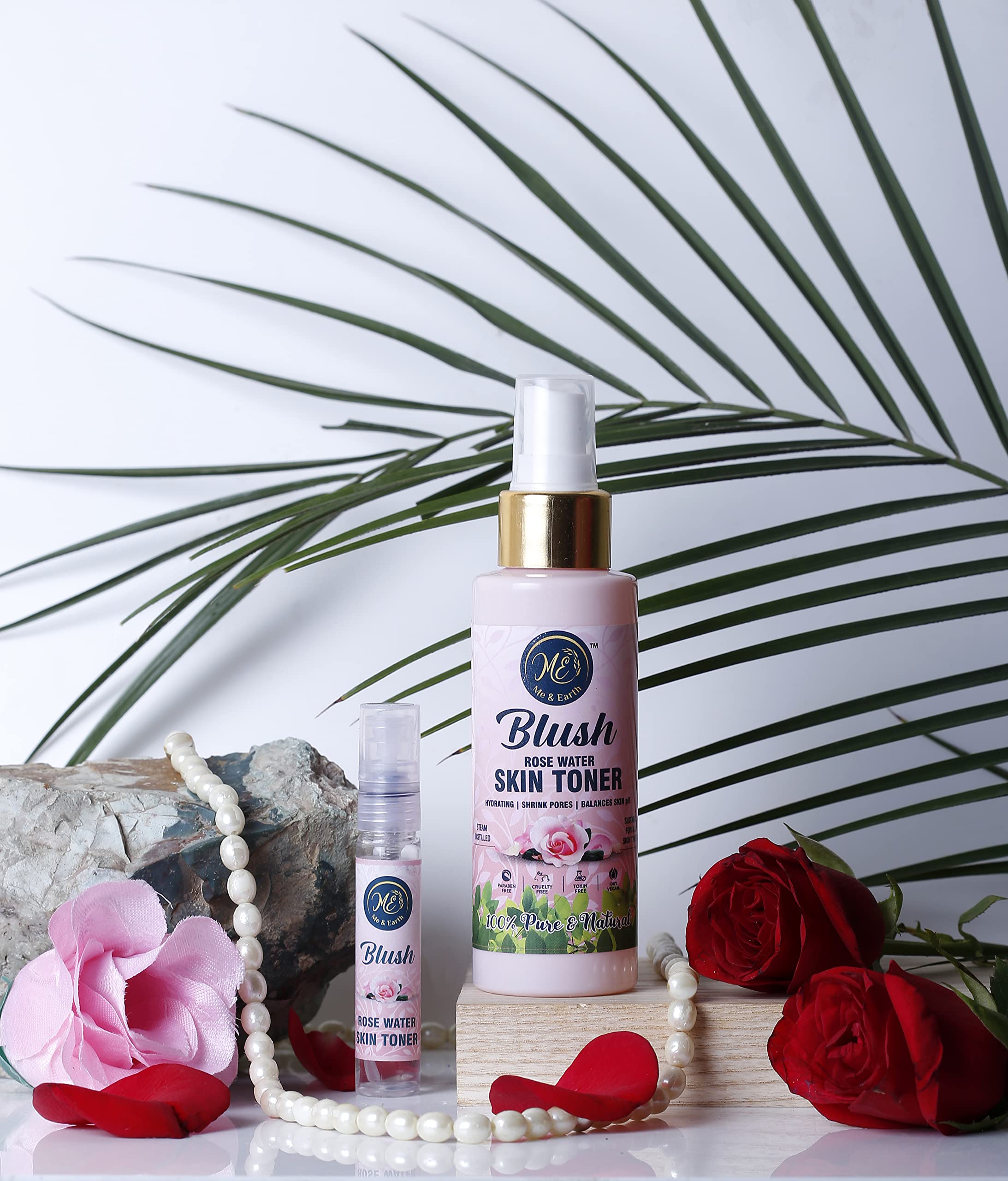 Me And Earth Rose Water Toner Spray for Oily Skin & Pore Minimizing | 100ml Hydrating Facial Mist with Gulab Jal for Skin Tightening & Glow | Perfect for Daily Skincare Routine & On-the-Go Refreshment