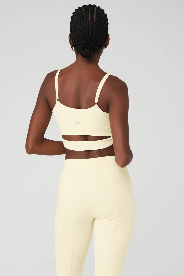 Alo Yoga Airbrush Enso Tank Top Sports Bra - French Vanilla | Seamless Workout Top for Yoga, Running & Gym | Breathable & Supportive Activewear