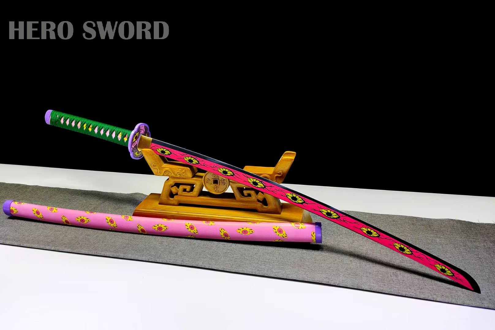 Handmade 1095 High Carbon Steel Demon Slayer Katana Sword - Agatsuma Zenitsu Cosplay Knife, Sharp Japanese Anime Sword Real Weapon - Perfect for Cosplay, Collection & Martial Arts Training