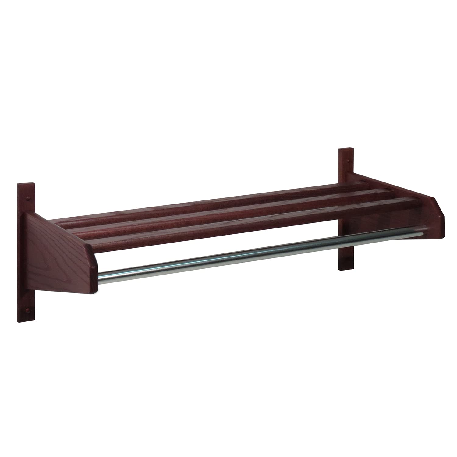 26-Inch Oak Wooden Coat and Hat Rack with Small Hook Hangers - Solid Mahogany Entryway Organizer for Coats, Hats, Scarves & Accessories - Perfect for Hallway, Bedroom or Mudroom Storage