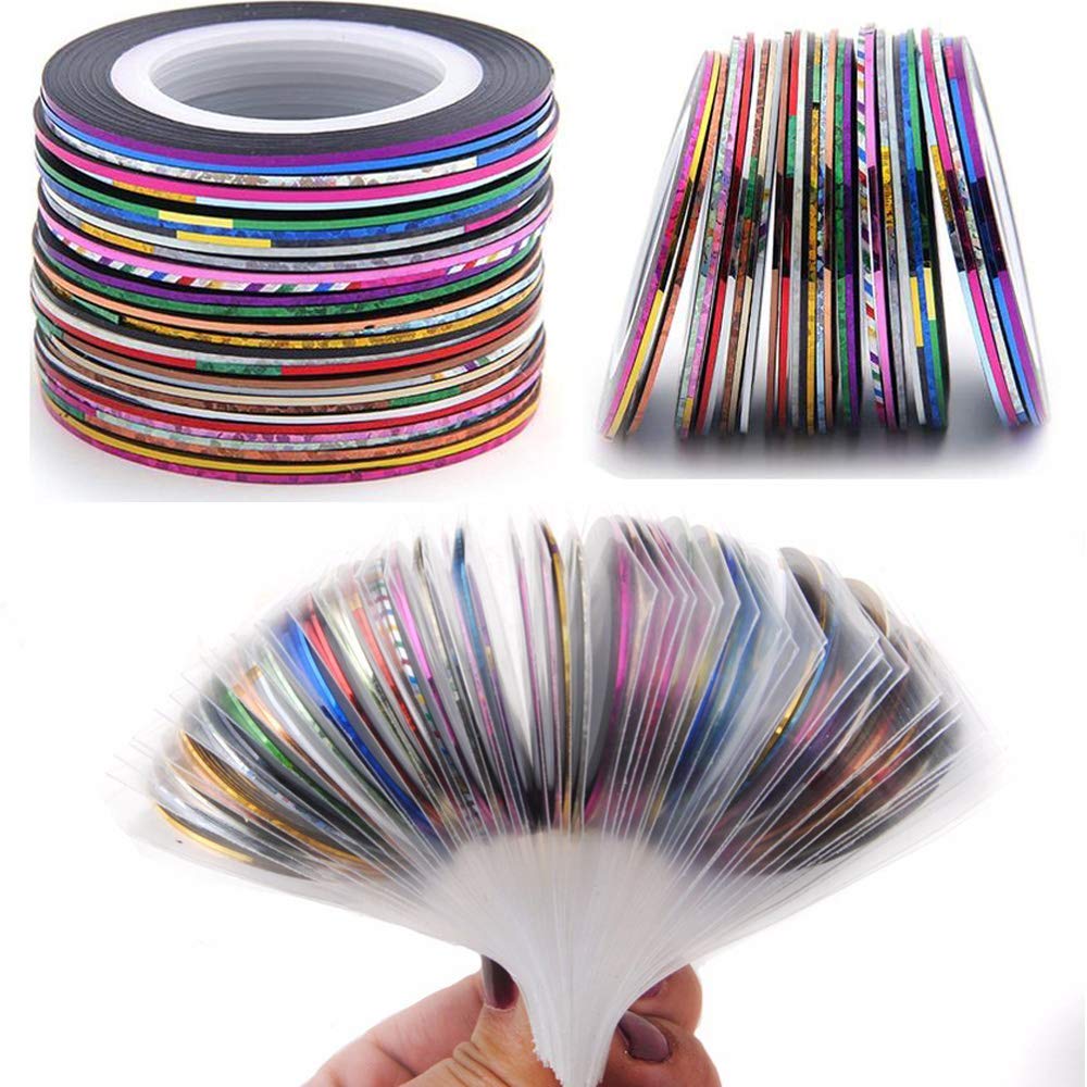 Belicia 10 Colors Nail Striping Tape - DIY Nail Art Decoration Stickers for French Tips & Creative Designs | Perfect for Salon, Home Manicures & Nail Art Enthusiasts