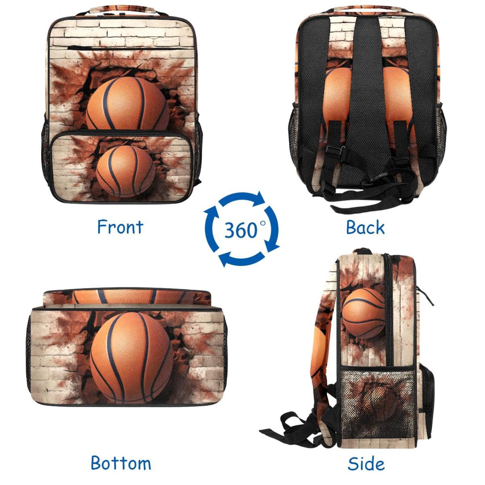 Lightweight Travel Backpack - Small Carry On Backpack with 3D Basketball Pattern Design - Perfect for School, Gym, Hiking & Airplane Travel