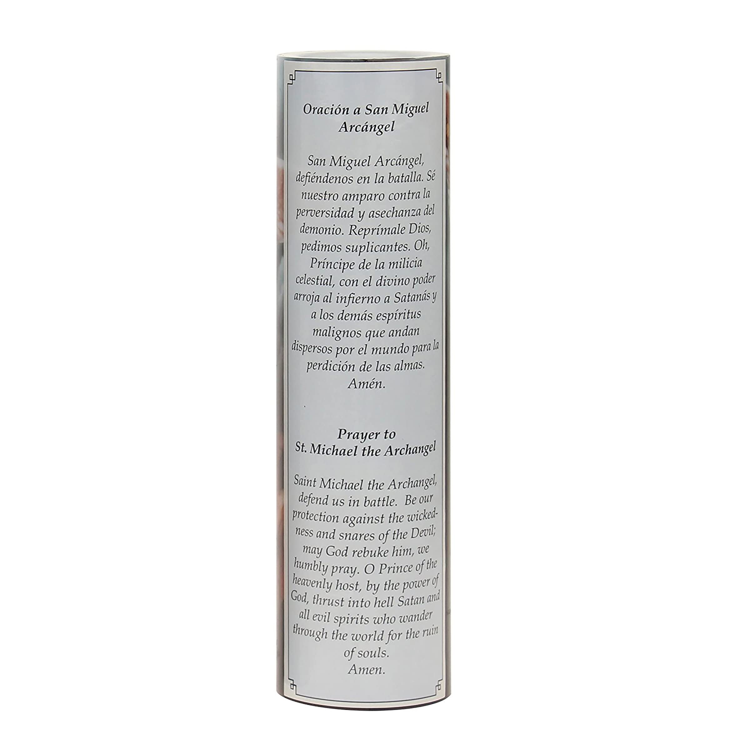 Stonebriar St. Michael Flameless LED Prayer Candle with Auto Timer - Safe Devotional Lighting for Home Altar, Church, Meditation & Nightlight