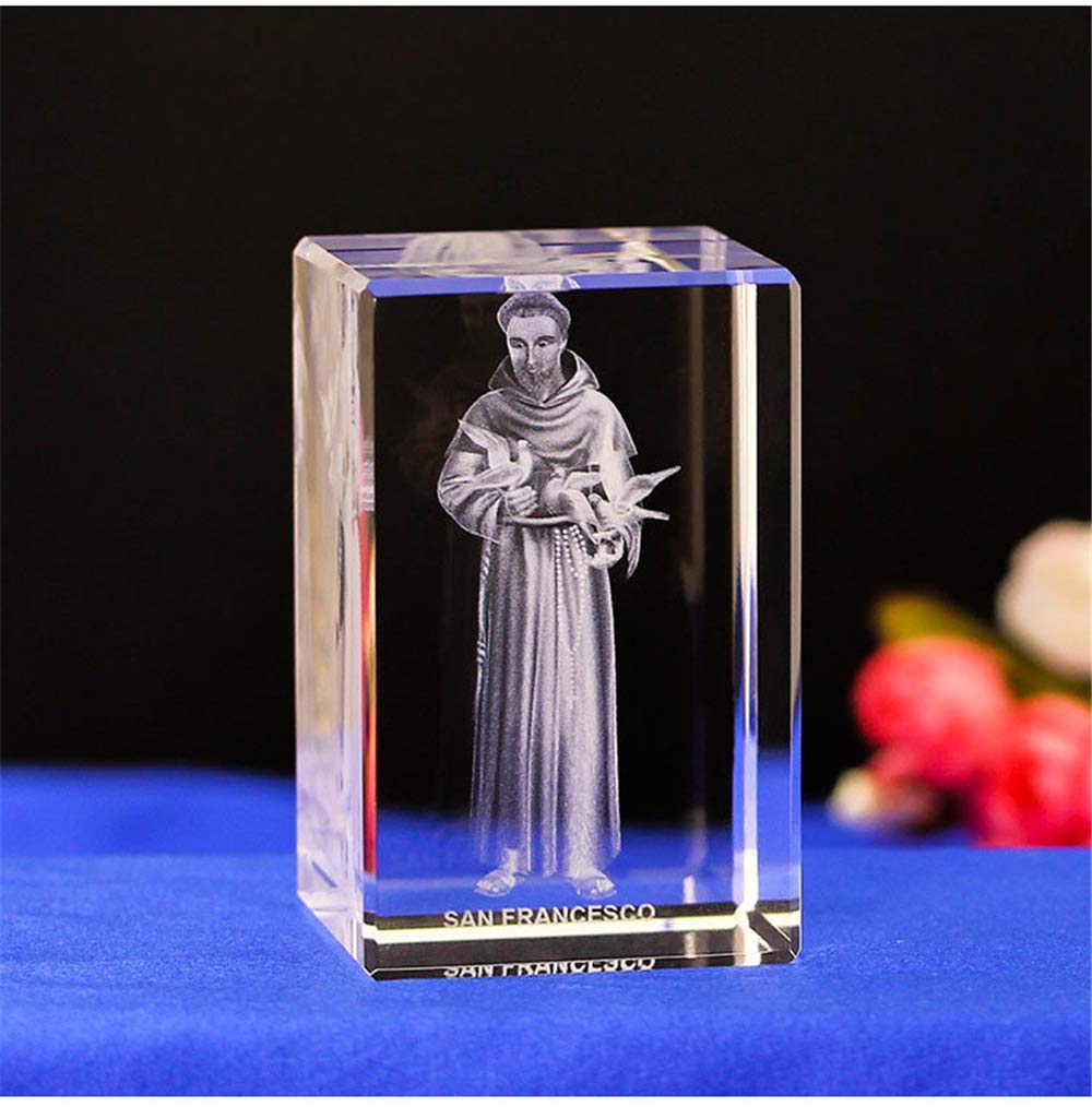 Catholic Priest Pigeon Statue - 3D Etched Crystal Cube with Christian Engraving for Home Decor, Religious Gift & Church Display | Perfect for Prayer Altar, Christian Home Decor & Spiritual Gifts