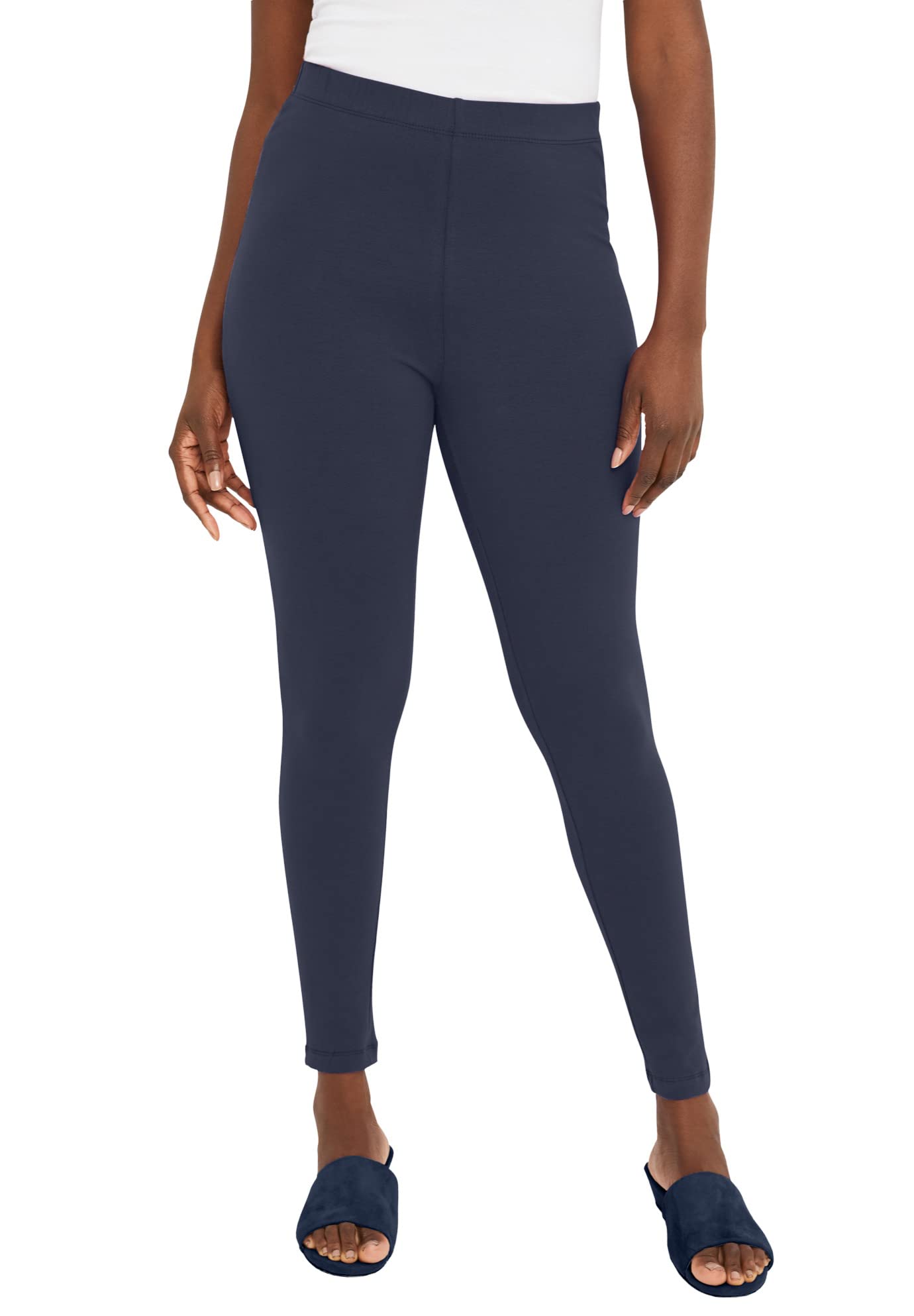 Jessica London Plus Size Cotton Leggings for Women - Everyday Comfort & Stretch