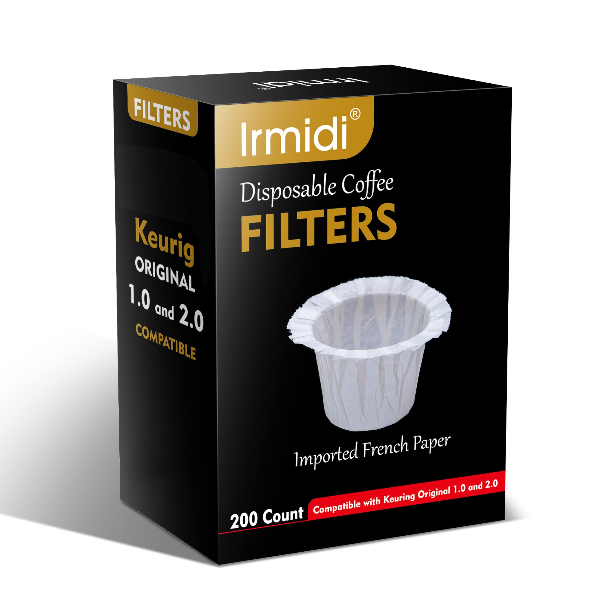 Premium 200-Count Disposable Coffee Paper Filters - Compatible with Keurig 1.0 & 2.0 Brewers, Fits All Reusable & Disposable Coffee Pods - Perfect for Home, Office, and Coffee Shop Use