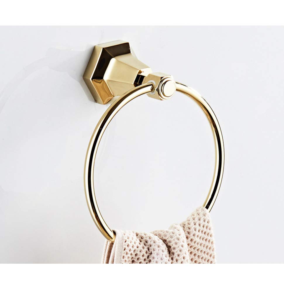 Solid Brass Gold Wall Mounted Towel Ring Holder - Bathroom Towel Rack & Hanger for Home Decor - Perfect for Modern Bathrooms, Powder Rooms & Spa-Style Decor