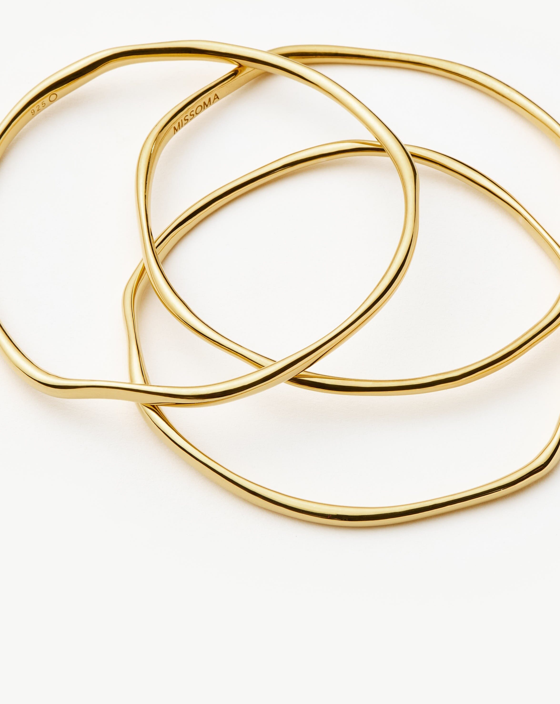 Trio Molten Ripple Bangle Bracelet Set - 18k Gold Vermeil Stackable Bracelets for Women | Perfect for Layering, Everyday Wear & Special Occasions