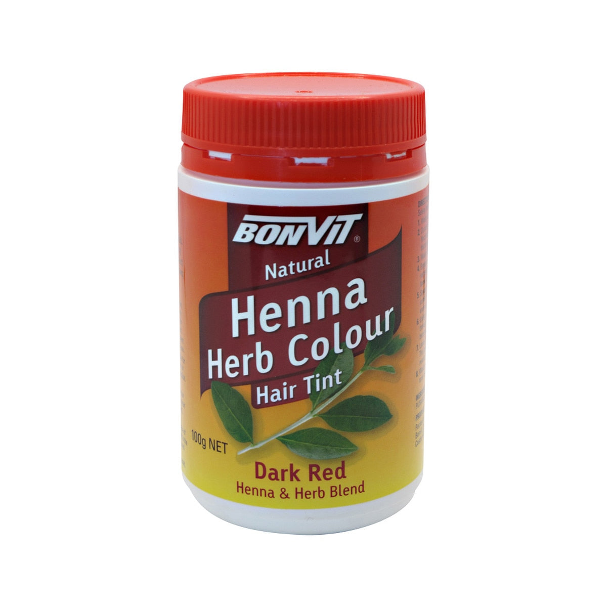 BONVIT Natural Hair Tint Henna & Herb Blend - 100g Dark Red Hair Dye | Chemical-Free, Vegan Hair Color for Women & Men | Perfect for At-Home Hair Coloring & Covering Gray Hair