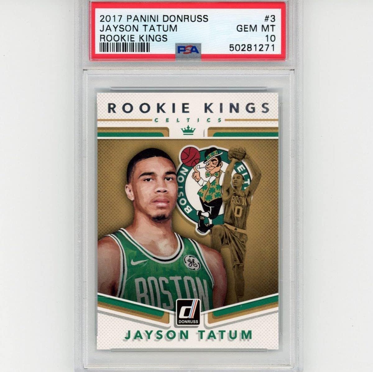 2017-18 Panini Donruss Jayson Tatum #3 Rookie Kings RC Basketball Card PSA 10 Gem Mint - Rare Collectible for NBA Fans & Card Investors - Perfect for Display, Trading, and Sports Memorabilia Collections