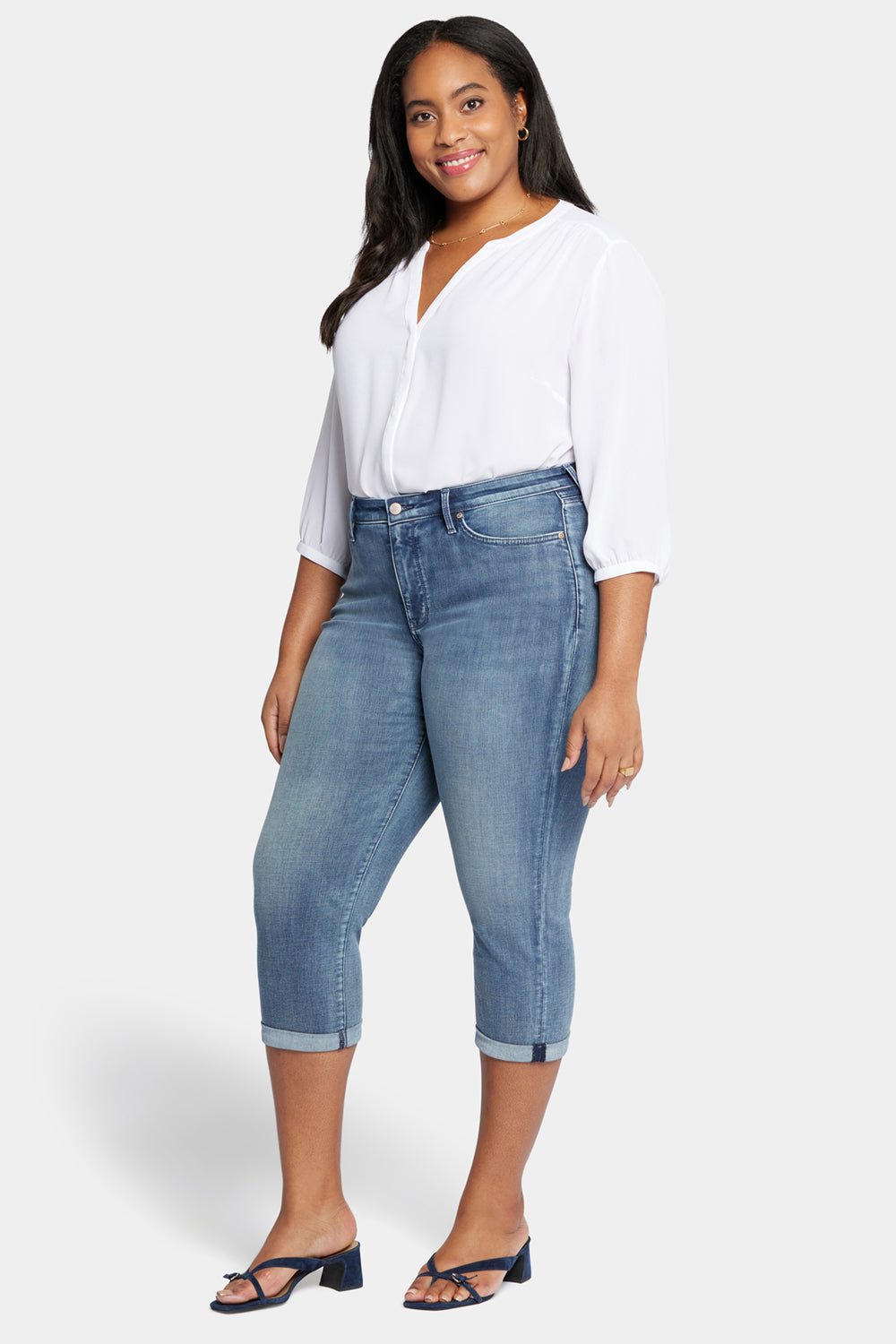 Chloe Plus Size Skinny Capri Jeans for Women - Stretchy Comfort Fit, High Waist Denim Pants - Perfect for Casual Outfits, Work & Weekend Wear