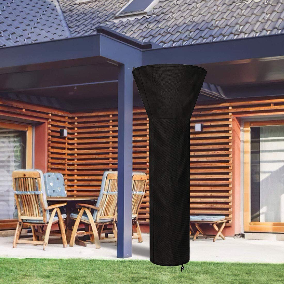 88 Inch Black Waterproof Dustproof Patio Heater Cover with Zipper - Protective Dome Cover for Outdoor Flame Tower, Backyard Heaters & Garden Furniture - Ideal for Veranda, Deck, and Patio Use