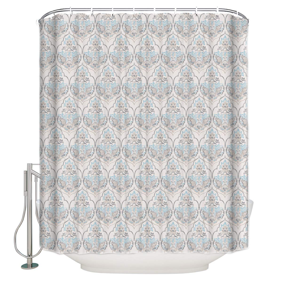 Teamery Shower Curtain Set - Elegant Paisley Floral Pattern, 60x72 Inches, Waterproof Bathroom Curtain for Showers & Bathtubs, Modern Hotel Decor, Machine Washable - Perfect for Home, Apartment, and Luxury Bathroom Upgrades