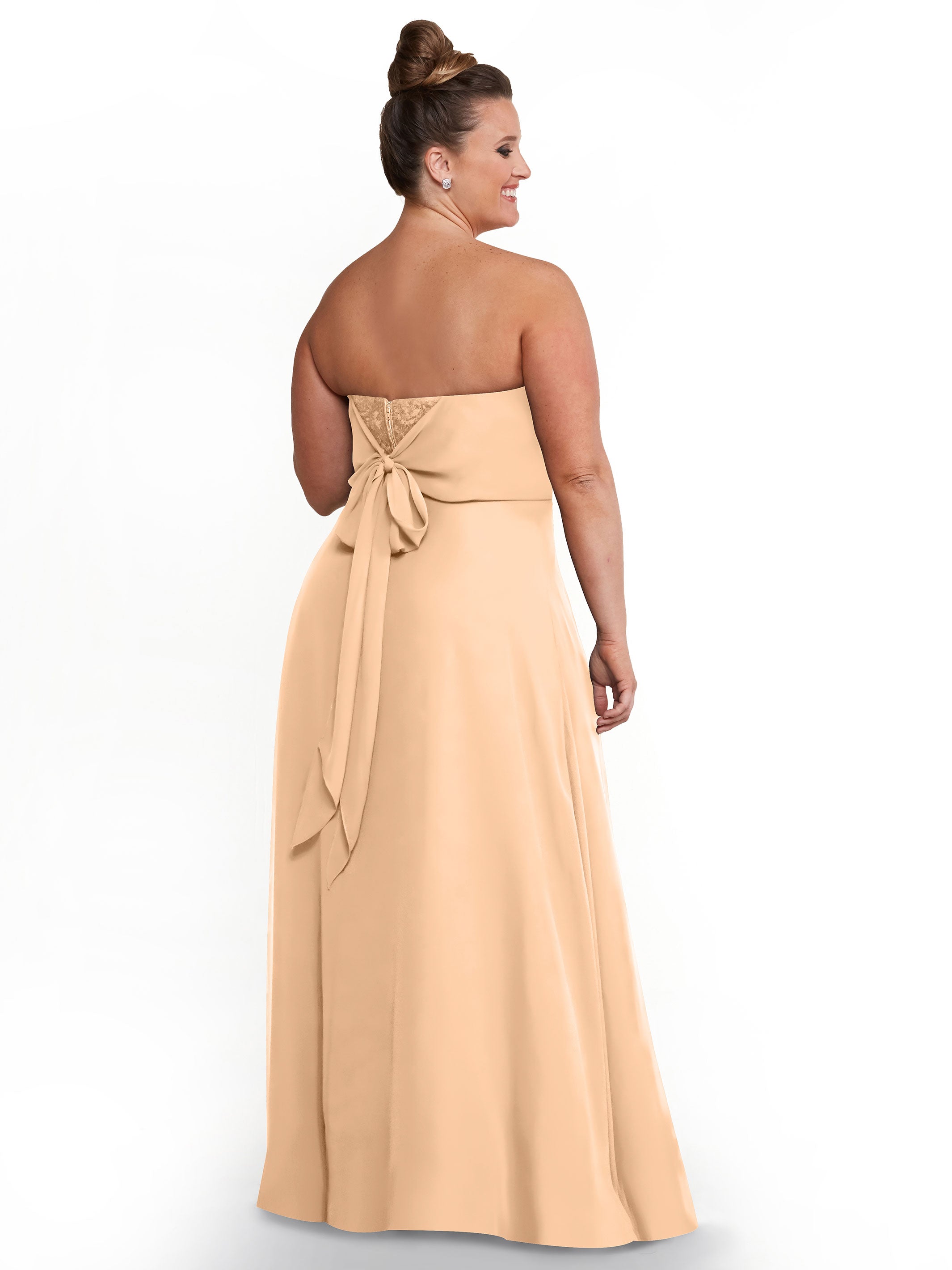 Elegant 80143 Chiffon Strapless Sweetheart Bridesmaid Dress with Lace & High Slit - Perfect for Weddings, Prom & Formal Events