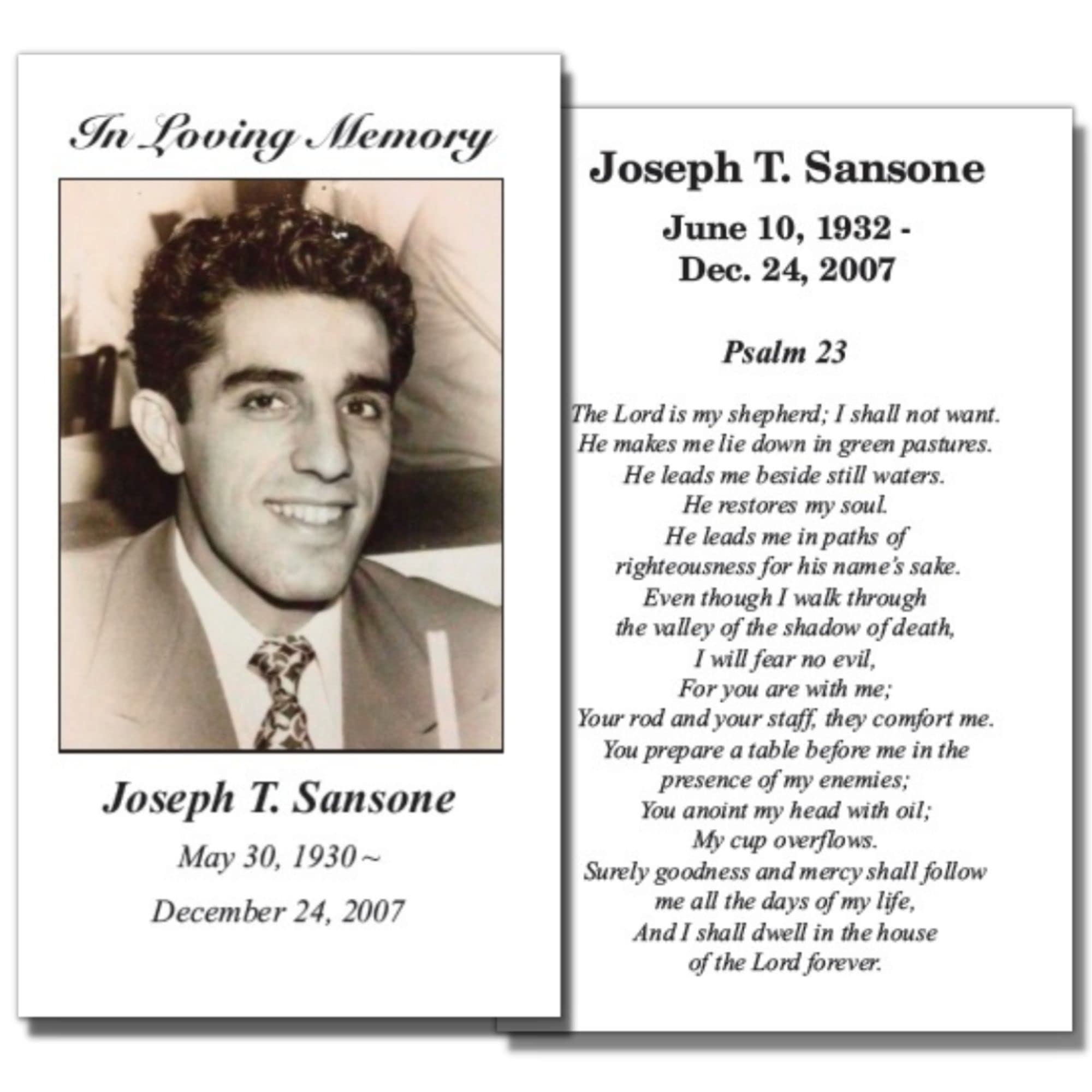 Personalized Memorial Prayer Cards with Photo - Custom Funeral Keepsake for Loved Ones - 50 Pack - Perfect for Funeral Services, Memorials & Sympathy Gifts