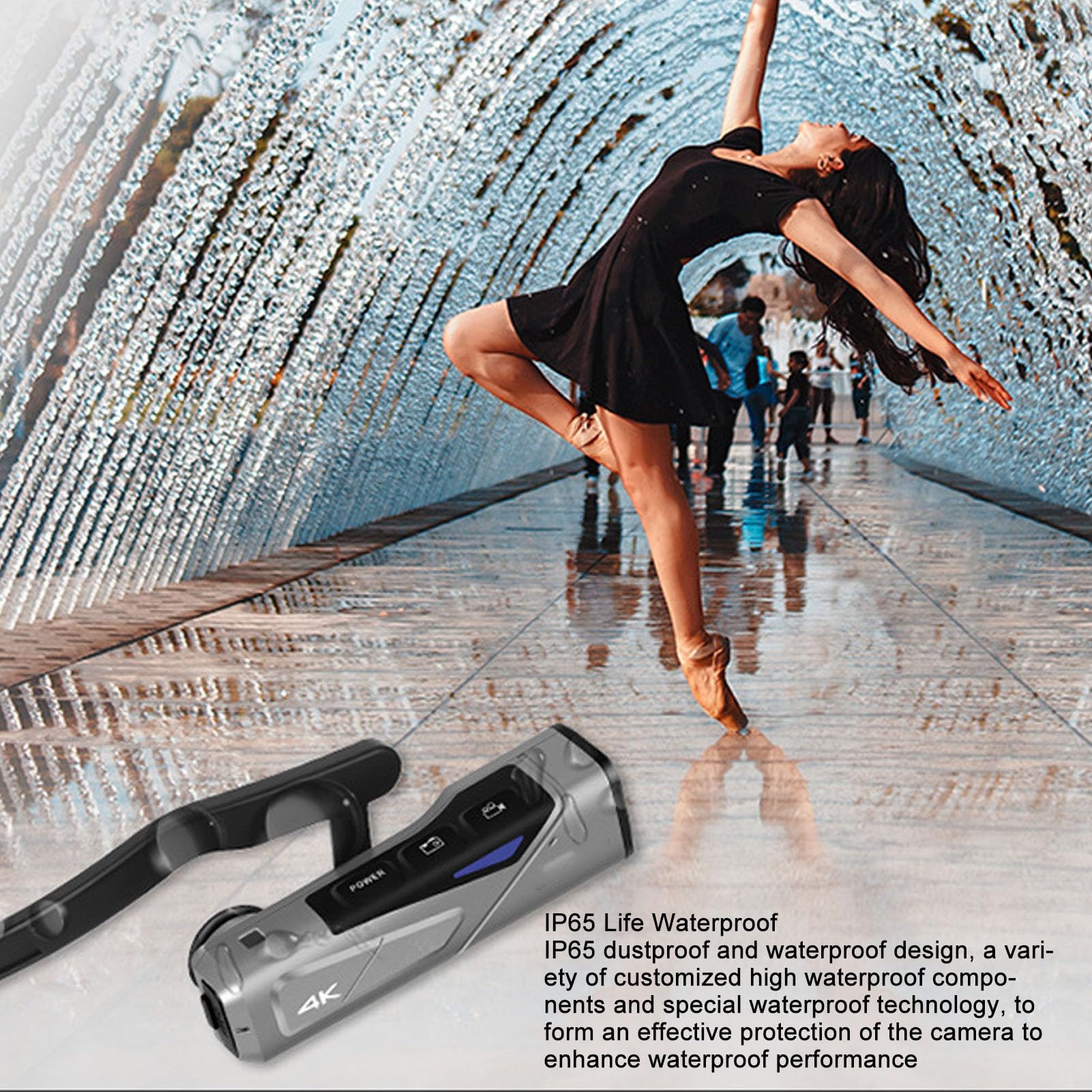 4K WiFi Head Mounted Camera - 20MP EP7 Sports Camcorder with PTZ Anti-Shake & Auto Focus for Vlogging, YouTube, Outdoor Adventures & Travel Recording - Hands Free Action Camera with Mobile App Control