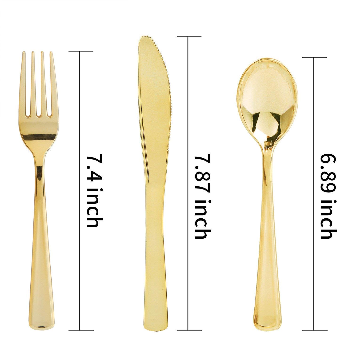 120-Piece Gold Plastic Silverware Set - Heavy Duty Disposable Cutlery (40 Forks, 40 Spoons, 40 Knives) - Elegant Party Tableware for Weddings, Picnics & Events