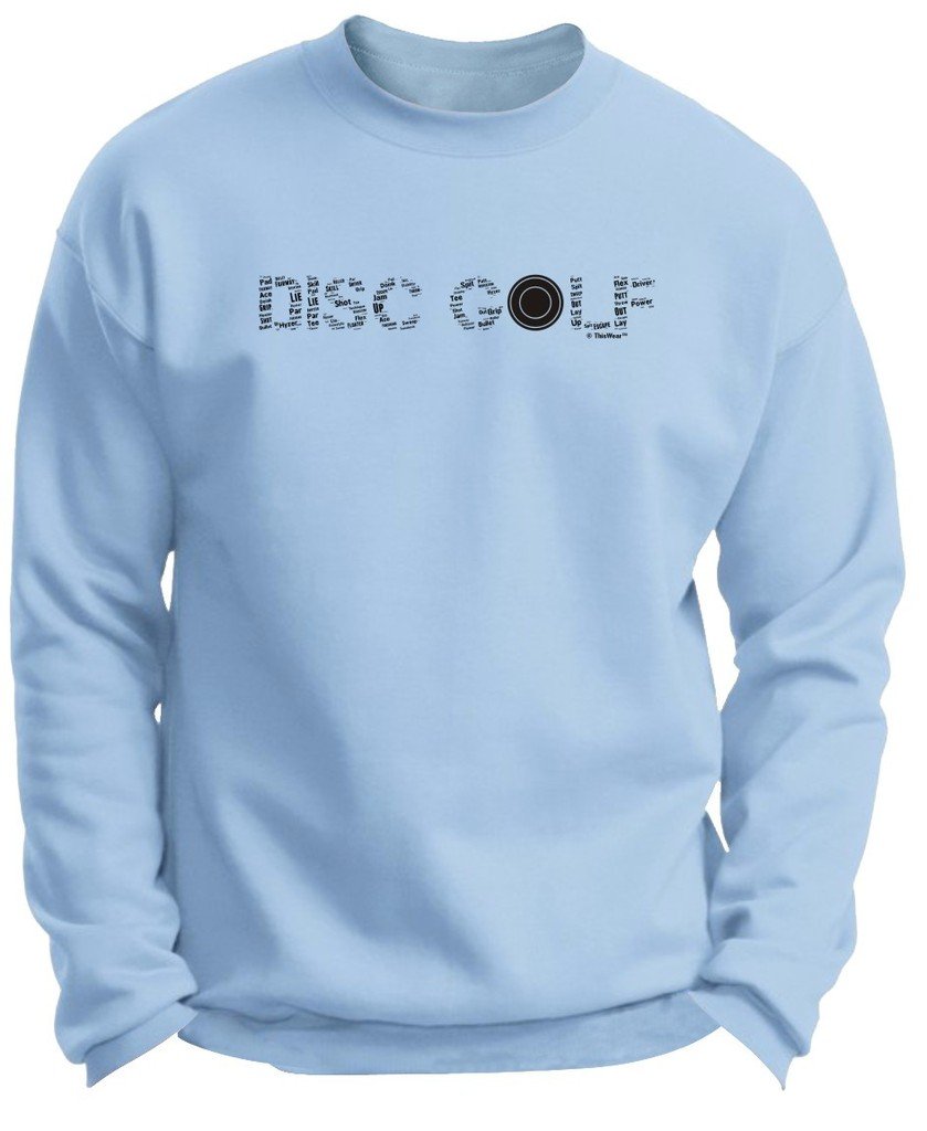 ThisWear Disc Golf Word Collage Premium Crewneck Sweatshirt - Unique Disc Golfing Gift for Men & Women - Perfect for Casual Wear, Tournaments & Outdoor Activities