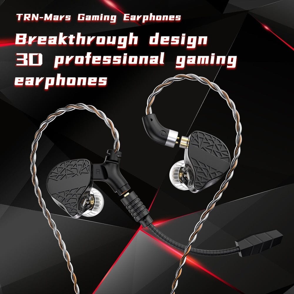 TRN Mars Triple Driver In-Ear Monitors (1DD + 1BA + 1Vibration) - HiFi Gaming Earphones with Deep Bass for PC, Mobile & Console Gaming