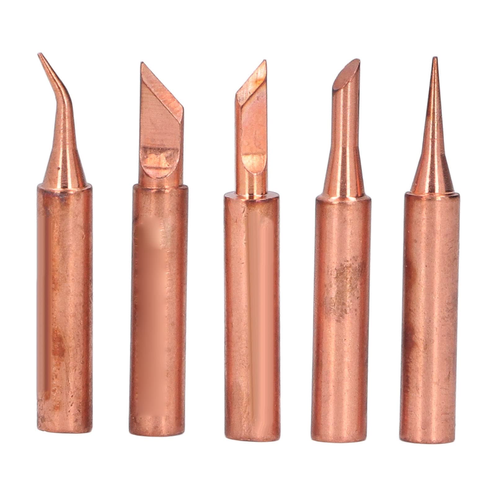 5Pcs Copper Soldering Iron Tips Kit - High-Quality Soldering Pen Replacement Tips for Electronics Repair, DIY Projects & Circuit Board Work - Perfect for Hobbyists & Professionals