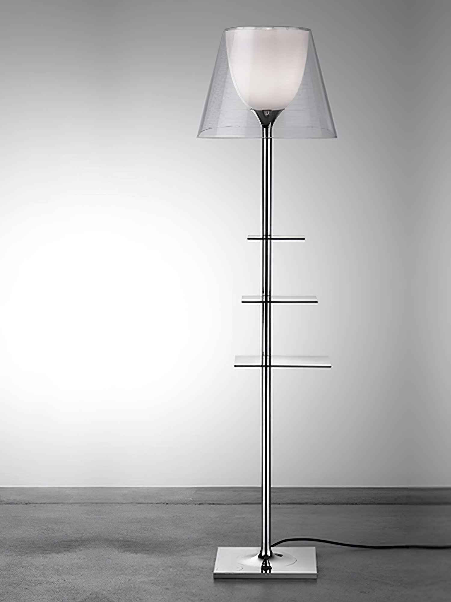 Chrome Prism Side Table Floor Lamp - Modern Home Decor for Living Room, Bedroom & Office - Adjustable Brightness LED Light with USB Port