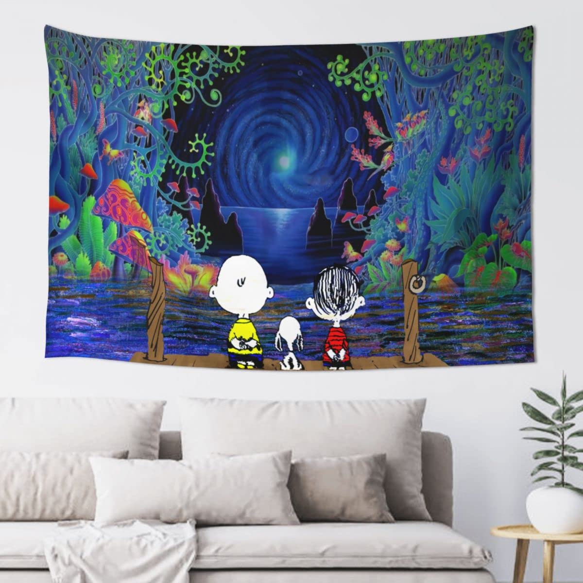 Trippy Psychedelic Tapestry Wall Hanging - 60x40 Inch Hippie Boho Wall Art for Bedroom, Living Room & Dorm Decor | Cartoon Dog Design | Perfect for Music Festivals, Meditation Spaces & Teen Rooms