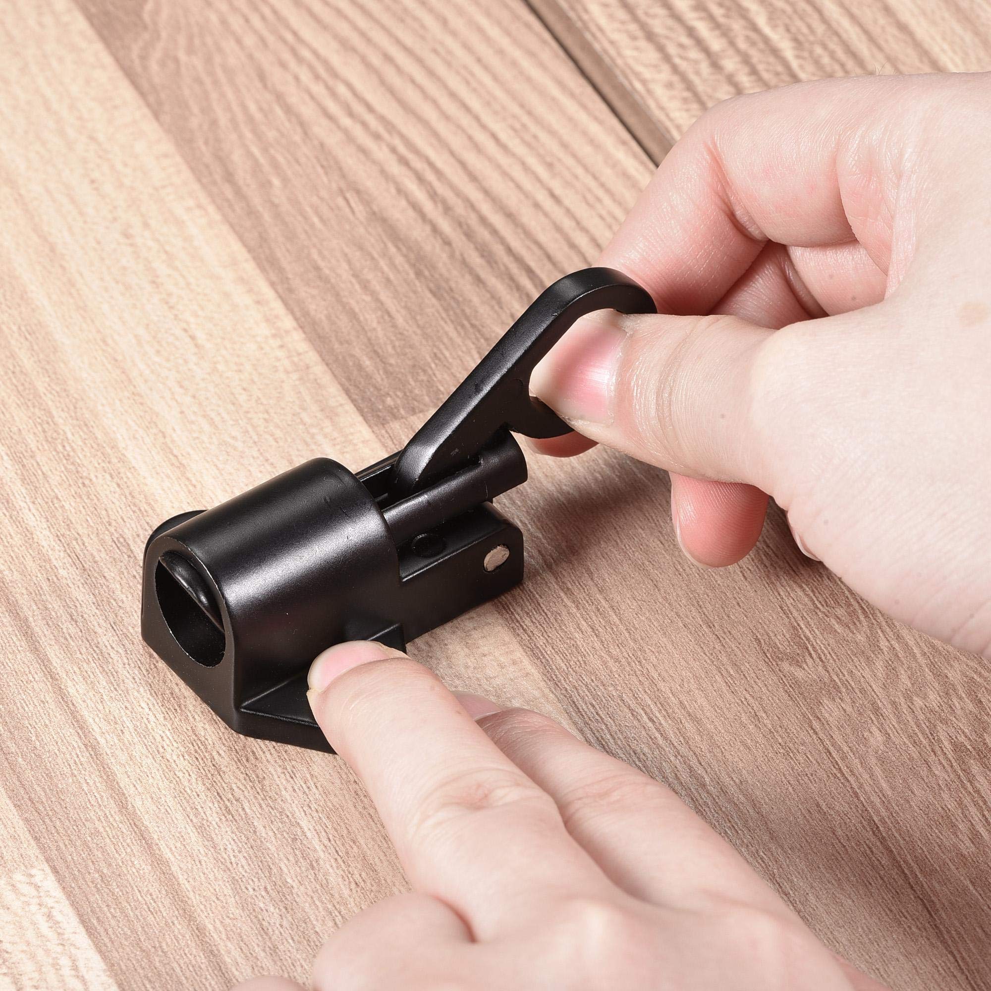 uxcell Aluminum Alloy Spring Bolt Lock - Automatic Security Latch for Doors, Windows & Gates - Heavy Duty Black Bounce Lock for Home & Commercial Security (Indoor/Outdoor Use)