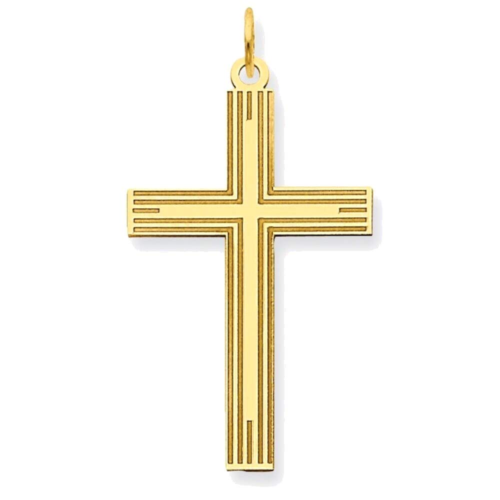 14K Yellow Gold Laser-Designed Cross Pendant - Elegant Religious Jewelry for Women & Men | Perfect for Gifts, Weddings, and Everyday Wear