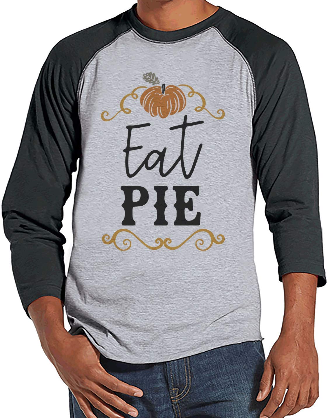 7 Ate 9 Apparel Men's Funny Eat Pie Graphic T-Shirt - Casual Comfort Fit Cotton Tee for Parties, Gifts & Everyday Wear