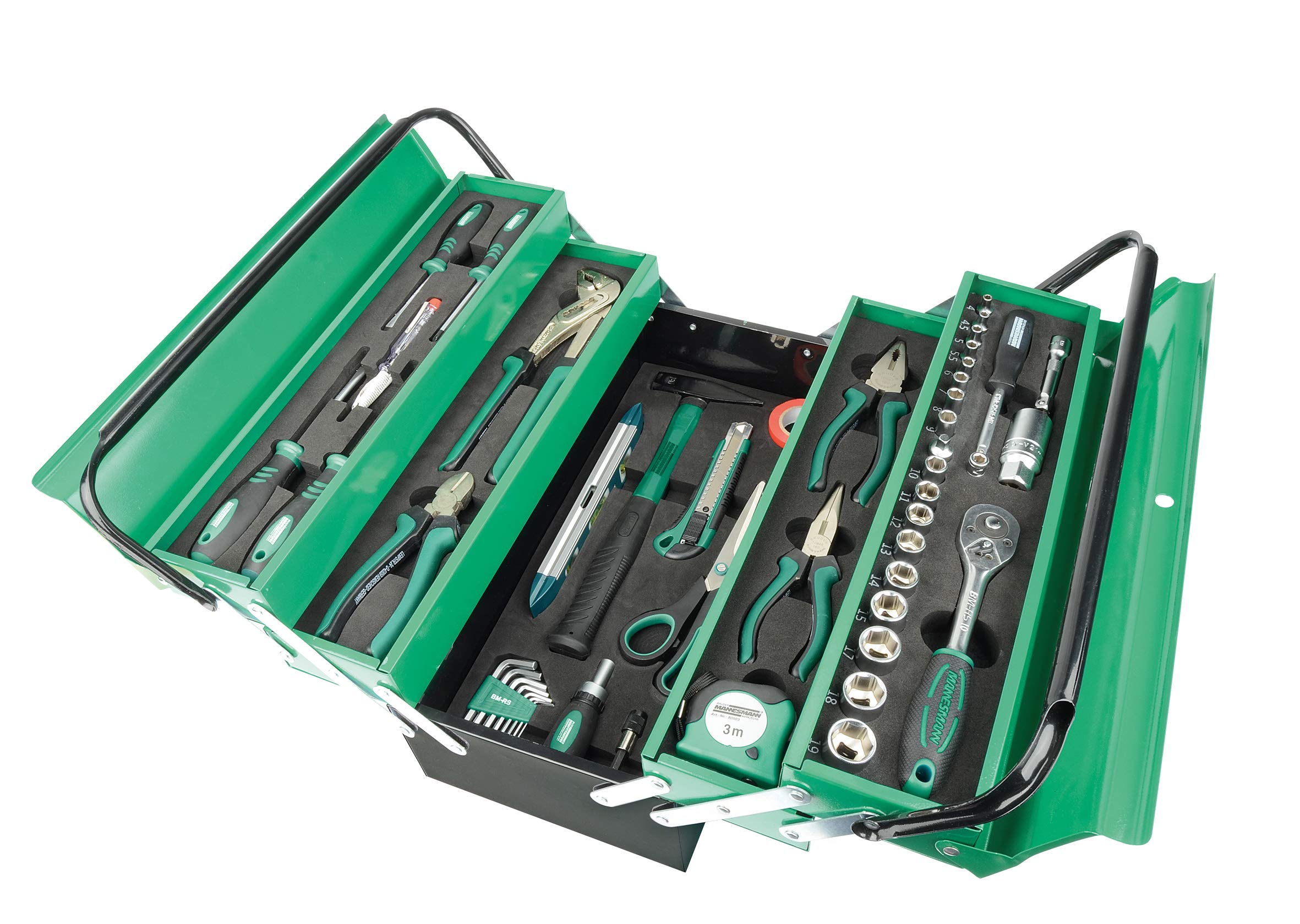 Brüder Mannesmann 88-Piece Tool Set with Toolbox - Complete Home Repair & DIY Assembly Kit for Professionals & Handymen