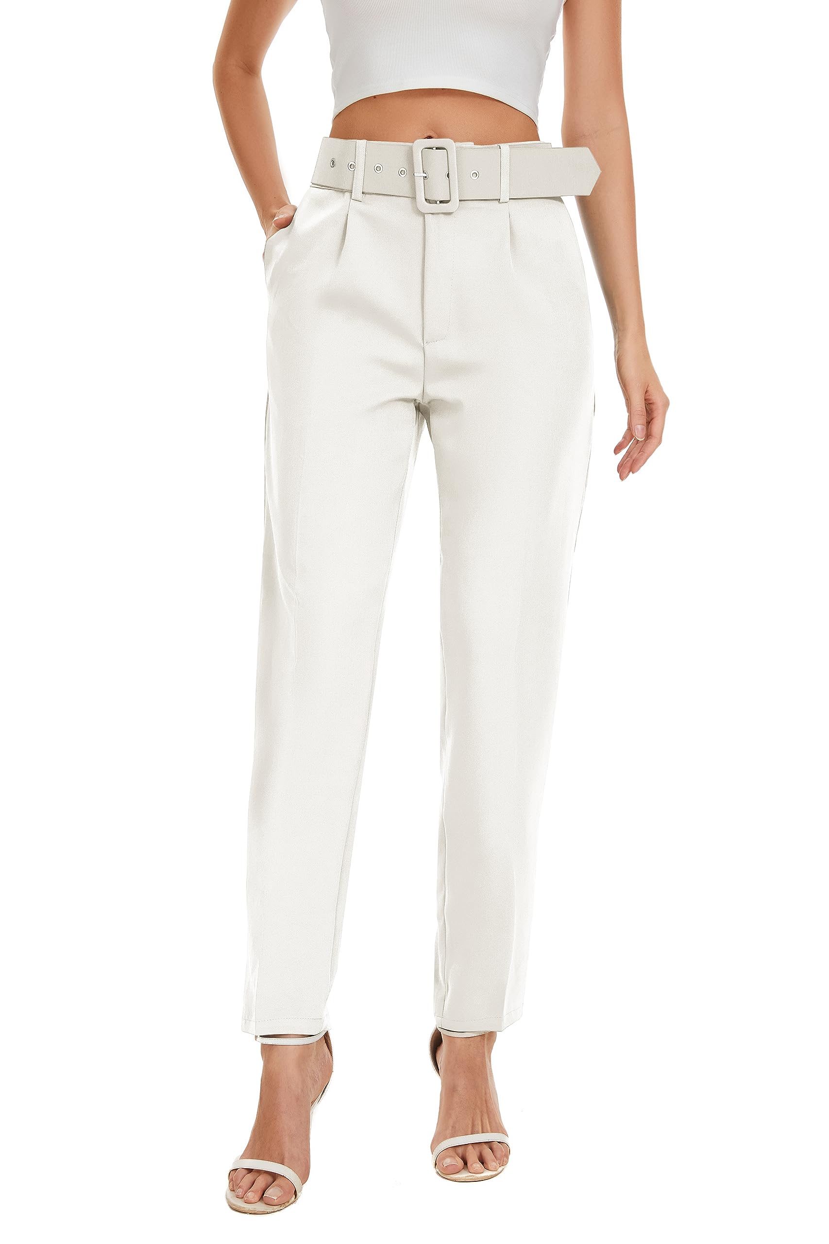 High Waisted Women's Business Casual Dress Pants - Tapered Work Trousers with Pockets | Perfect for Office, Interviews & Professional Events