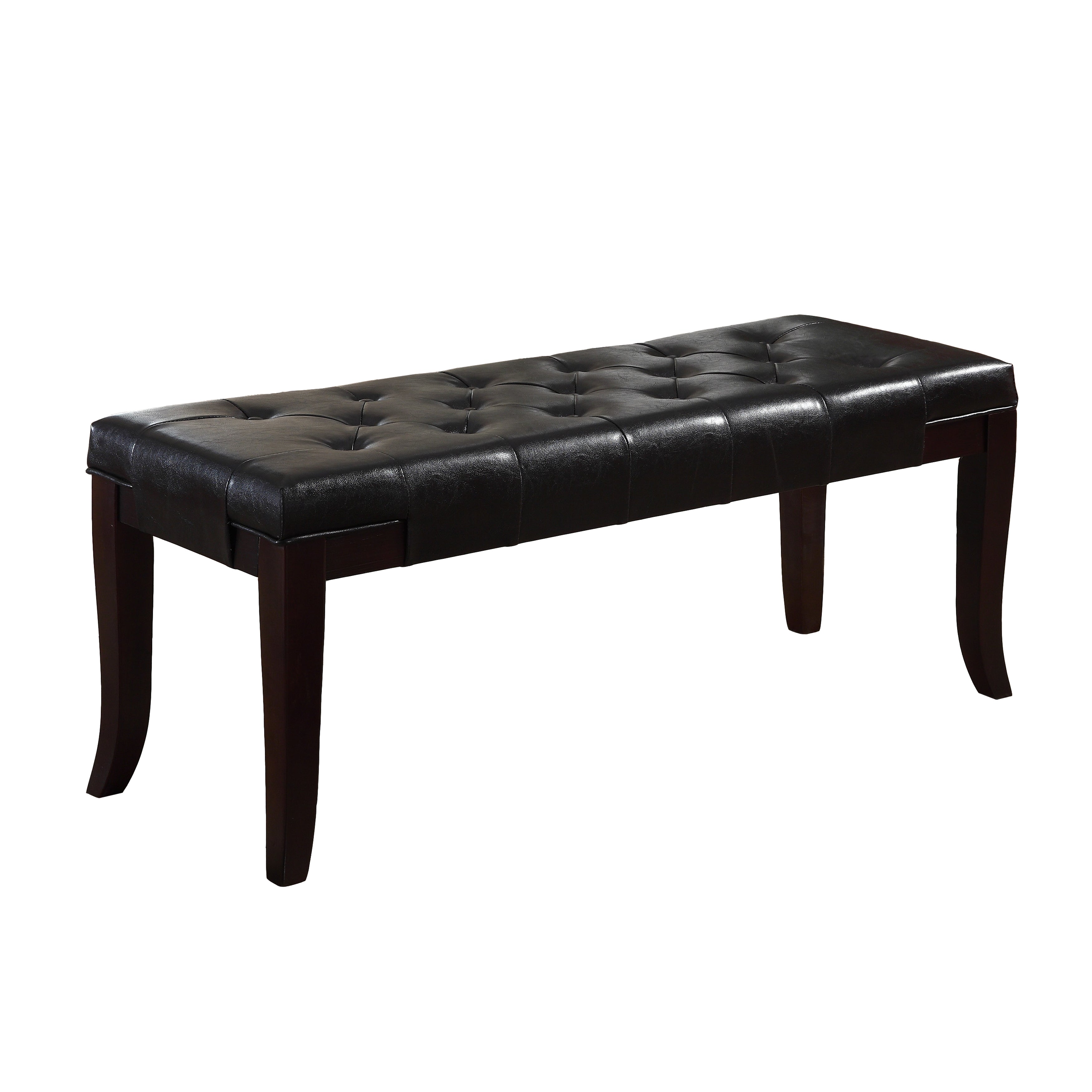 Roundhill Furniture Linon Leather Tufted Ottoman Bench in Espresso Brown - Footrest Storage Ottoman for Living Room, Bedroom & Entryway