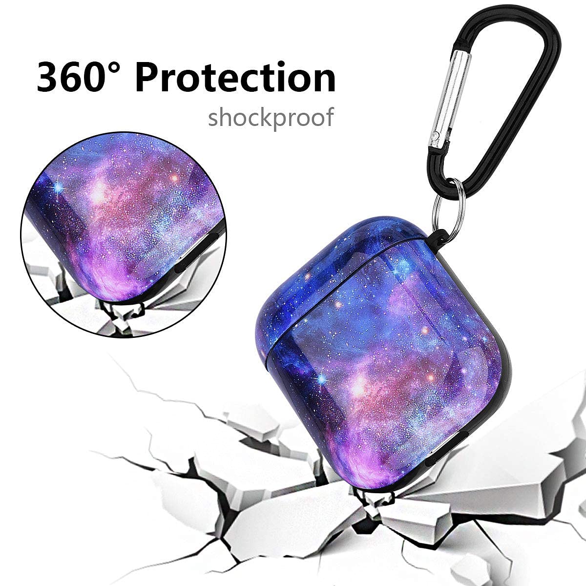 Cute Galaxy Print AirPods 2nd Generation Case - Shockproof Protective Hard Cover with Keychain for AirPods 1/2 Charging Case - Trendy Accessory for Women & Men - Perfect for Travel, Workout and Daily Use