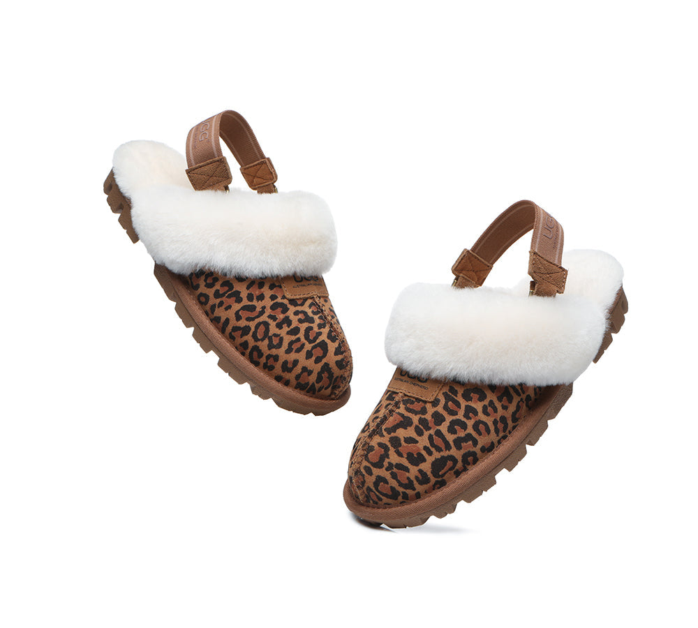 Australian Shepherd® 2-Way Style UGG Slippers - Genuine Sheepskin & Wool Indoor/Outdoor House Shoes with Removable Strap - Cozy Slingback Suzie Design for Women - Perfect for Home, Office & Travel Comfort