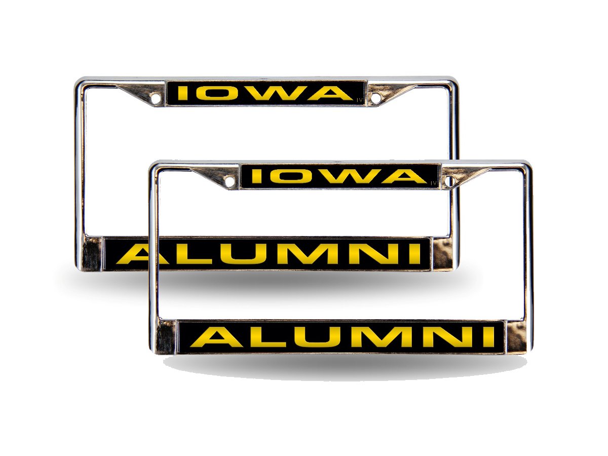 Iowa Hawkeyes Alumni Chrome Metal License Plate Frames - Set of 2, Laser Cut for Cars & Trucks - Perfect for Graduation Gifts & College Pride Accessories