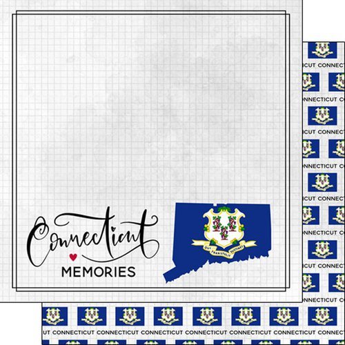 Connecticut Adventure Flag 12x12 Inch Double-Sided Scrapbook Paper - Premium 1 Sheet for Scrapbooking, Card Making & DIY Crafts - Perfect for Memory Books, Photo Albums & Home Decor Projects