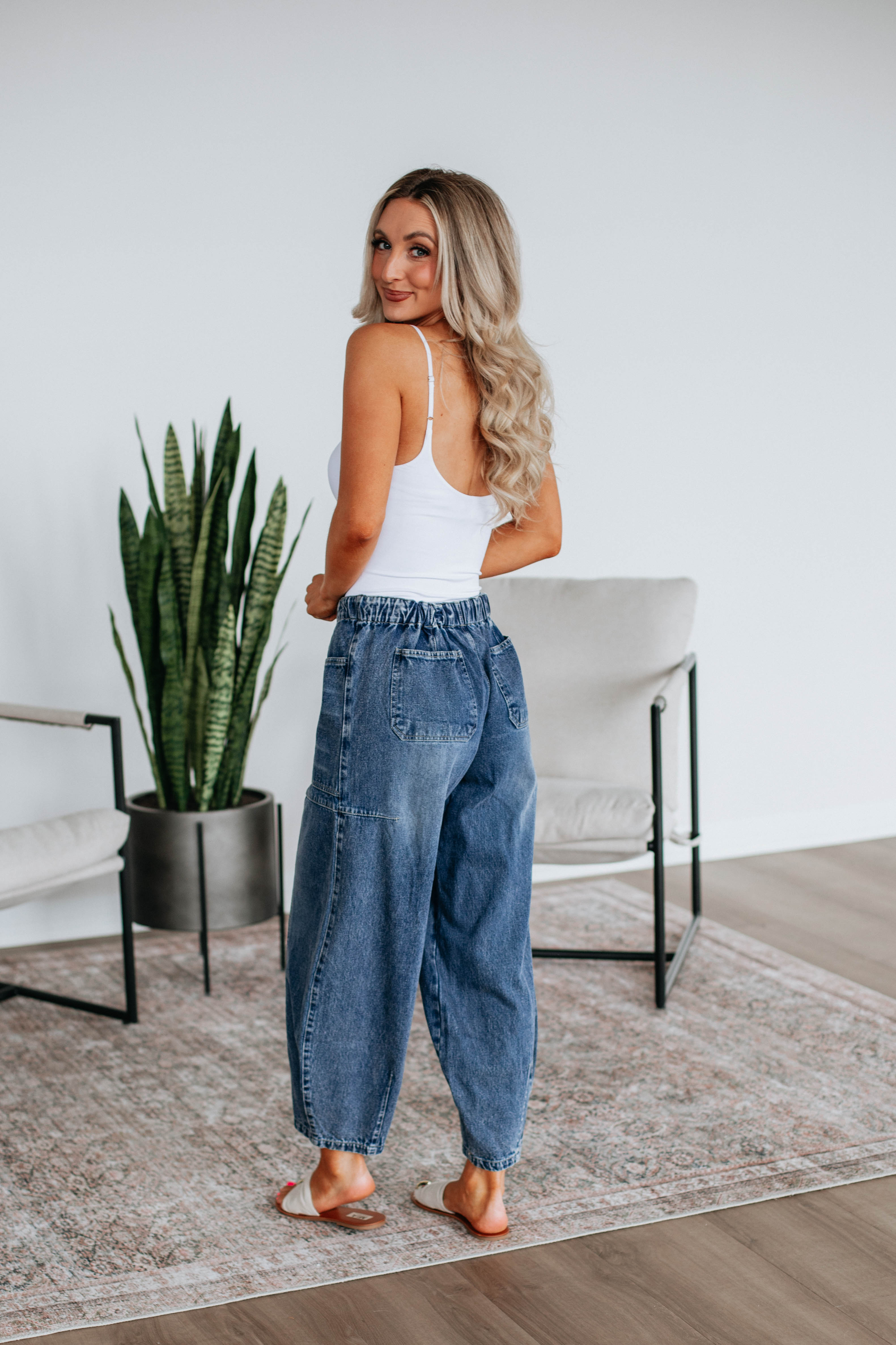 Bradwell Denim Barrel Pants - Dark Wash Jeans for Women | High Waisted Wide Leg Trousers | Perfect for Casual Wear, Office Outfits & Street Style Fashion
