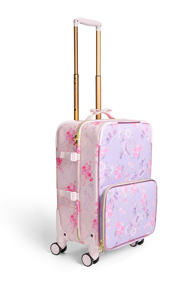 STATE x LoveShackFancy Logan Carry On Suitcase - Stylish Pink Floral Luggage for Women | Perfect for Weekend Getaways & Air Travel | TSA-Approved Spinner Bag