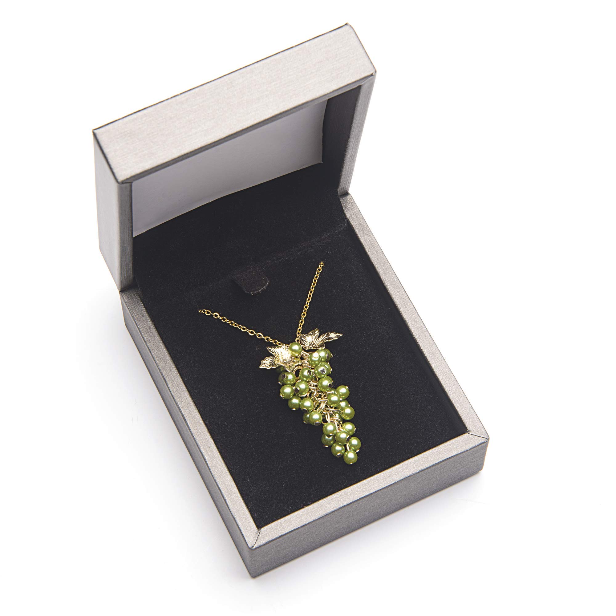 Chris's Stuff Grape Shape Sterling Silver Necklace Pendant for Women & Teens - 18 Inch Adjustable Chain, Elegant Jewelry Gift Box Included - Perfect for Birthday, Anniversary & Valentine's Day Gifts