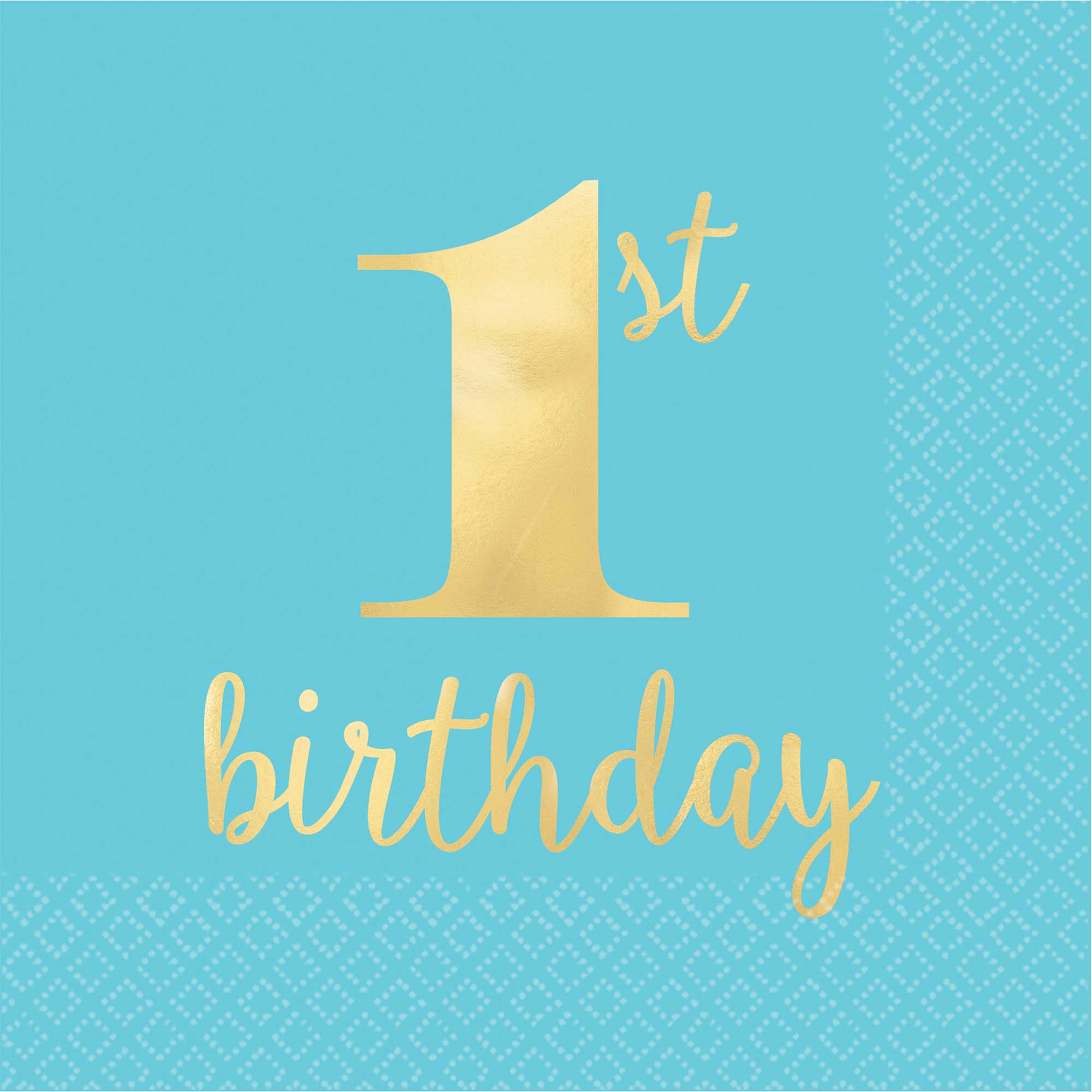 1st Birthday Blue Lunch Napkins - Pack of 16 Disposable Party Napkins for Baby's First Birthday, Baby Shower & Celebrations