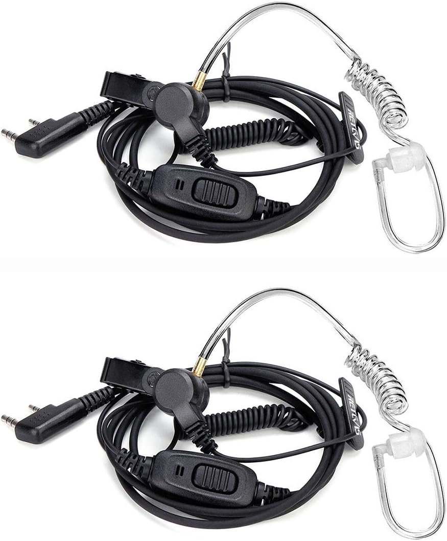 Retevis EEK009 Covert Earpiece with Microphone - 2-Pin Acoustic Tube Headset for Baofeng, JUCJET, Kenwood Radios (RT24, RT27, RT619, RT668, RT5R, RT622, RT617) - 2 Pack - Ideal for Security, Surveillance & Discreet Communication