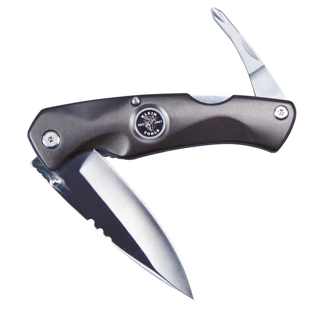 Klein Tools 44217 Electrician's Pocket Knife with #2 Phillips Screwdriver - Perfect for Electrical Work, DIY Projects & Home Repairs